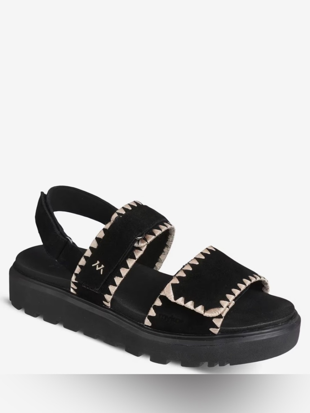 Mykos Ciara Black Crochet Trim Hook & Loop Cushioned Footbeds Travel Sandal Sz 7